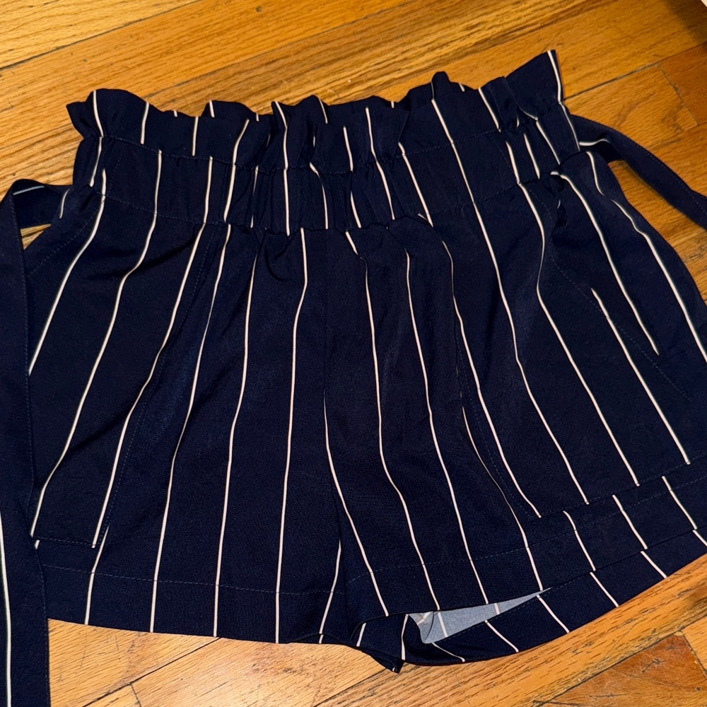 Navy Striped Women's Shorts
